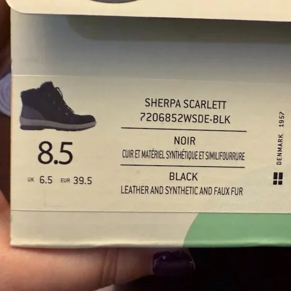 Earth Origins Leather & faux sherpa lace up waterproof black boots - Picture 3 of 4